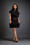 Load image into Gallery viewer, Ruffled Skirt With Structured Blouse And Metallic Embroidered Accents
