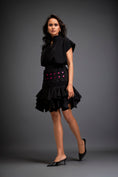 Load image into Gallery viewer, Ruffled Skirt With Structured Blouse And Metallic Embroidered Accents
