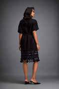 Load image into Gallery viewer, Structured Dress with Leather Appliqué Hem and Belt
