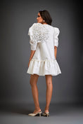 Load image into Gallery viewer, Mini Dress With Ruffled Hem And Metallic Appliqué Shoulder Detailing
