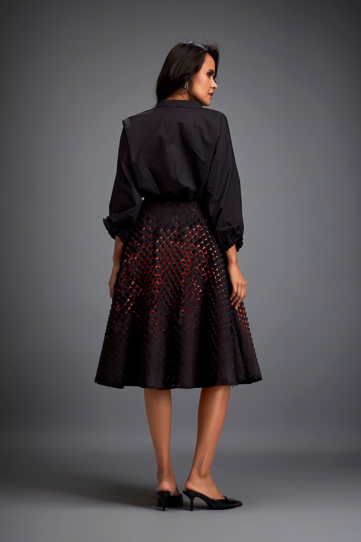 A-Line Skirt with 3D Geometric Pattern