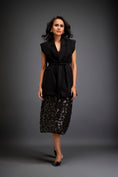 Load image into Gallery viewer, Sleeveless Blazer with Belted Waist & Metallic Skirt
