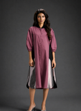 Load image into Gallery viewer, Pink Shirt Dress With Black Panels And Metallic Side Detailing
