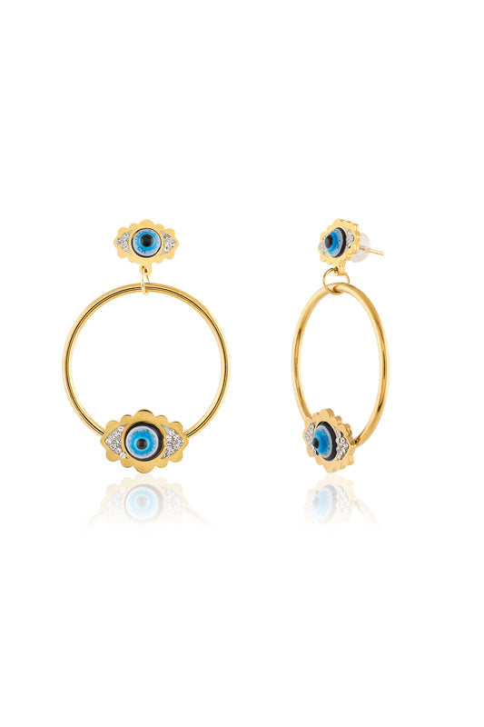 Twin Guardian Gold Hoops