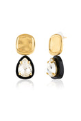 Load image into Gallery viewer, Black Halo Pear Studs
