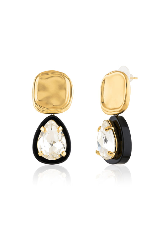 Black Halo Pear Studs