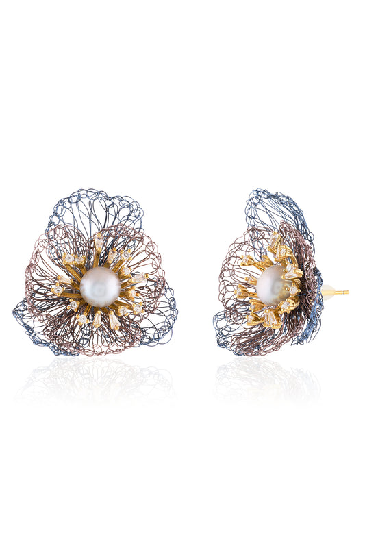 Mist Floral Pearl Studs