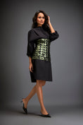 Load image into Gallery viewer, Shirtdress With Metallic Corset And Geometric Cutout Detailing
