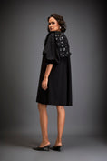 Load image into Gallery viewer, Dress With Voluminous Sleeves And Glossy Metallic Shoulder Embellishments
