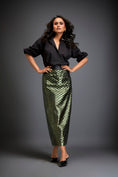 Load image into Gallery viewer, Metallic Skirt With Geometric Cutout Detailing
