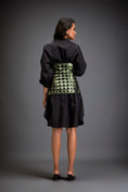 Load image into Gallery viewer, Shirtdress With Metallic Corset And Geometric Cutout Detailing
