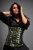 Load image into Gallery viewer, Shirtdress With Metallic Corset And Geometric Cutout Detailing
