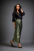 Load image into Gallery viewer, Metallic Skirt With Geometric Cutout Detailing
