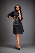 Load image into Gallery viewer, Shirtdress With Metallic Corset And Geometric Cutout Detailing
