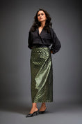 Load image into Gallery viewer, Metallic Skirt With Geometric Cutout Detailing
