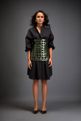 Load image into Gallery viewer, Shirtdress With Metallic Corset And Geometric Cutout Detailing
