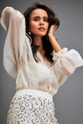 Load image into Gallery viewer, Blouse With Voluminous Sleeves And Textured Mini Skirt
