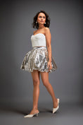 Load image into Gallery viewer, Strapless Bodice With Voluminous Gun Metal Metallic Bubble Skirt
