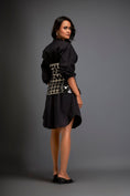 Load image into Gallery viewer, Shirtdress With Metallic Corset And Geometric Cutout Detailing
