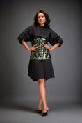 Load image into Gallery viewer, Shirtdress With Metallic Corset And Geometric Cutout Detailing
