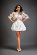 Load image into Gallery viewer, Sheer Top With Silver Floral Embellishments And Bubble Skirt
