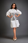 Load image into Gallery viewer, Shirtdress With Metallic Corset And Geometric Cutout Detailing
