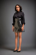 Load image into Gallery viewer, Shirt Paired With A Metallic Mini Skirt
