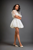 Load image into Gallery viewer, Sheer Top With Silver Floral Embellishments And Bubble Skirt
