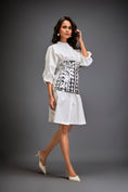 Load image into Gallery viewer, Shirtdress With Metallic Corset And Geometric Cutout Detailing
