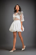 Load image into Gallery viewer, Sheer Top With Silver Floral Embellishments And Bubble Skirt
