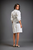 Load image into Gallery viewer, Shirtdress With Metallic Corset And Geometric Cutout Detailing
