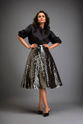 Load image into Gallery viewer, Gun Metal Coloured Metallic 3-D Textured A-line Skirt
