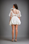 Load image into Gallery viewer, Sheer Top With Silver Floral Embellishments And Bubble Skirt
