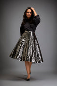 Load image into Gallery viewer, Gun Metal Coloured Metallic 3-D Textured A-line Skirt
