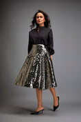 Load image into Gallery viewer, Gun Metal Coloured Metallic 3-D Textured A-line Skirt
