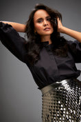 Load image into Gallery viewer, Gun Metal Coloured Metallic 3-D Textured A-line Skirt
