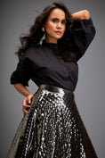 Load image into Gallery viewer, Gun Metal Coloured Metallic 3-D Textured A-line Skirt
