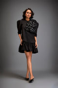 Load image into Gallery viewer, Mini Dress With Ruffled Hem And Metallic Appliqué Shoulder Detailing
