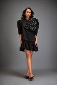 Load image into Gallery viewer, Mini Dress With Ruffled Hem And Metallic Appliqué Shoulder Detailing
