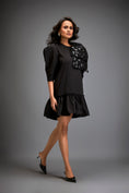 Load image into Gallery viewer, Mini Dress With Ruffled Hem And Metallic Appliqué Shoulder Detailing
