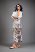 Load image into Gallery viewer, Metallic Silver Skirt With Geometric Cutout Detailing
