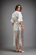 Load image into Gallery viewer, Metallic Silver Skirt With Geometric Cutout Detailing
