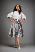 Load image into Gallery viewer, Silver Coloured Metallic 3-D Textured A-line Skirt
