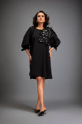 Load image into Gallery viewer, Dress With Voluminous Sleeves And Glossy Metallic Shoulder Embellishments
