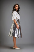 Load image into Gallery viewer, Silver Coloured Metallic 3-D Textured A-line Skirt
