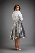 Load image into Gallery viewer, Silver Coloured Metallic 3-D Textured A-line Skirt
