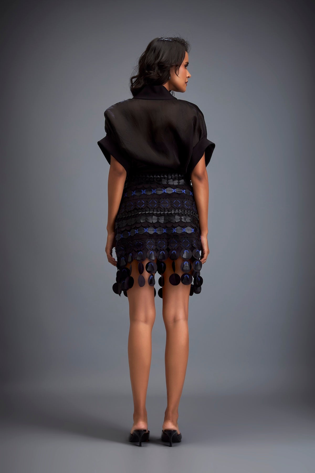 Structured Skirt with Layered Circular Appliqué