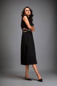 Load image into Gallery viewer, Sleek Waist Cut Out Dress Metallic Gun Metal Belt
