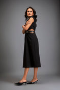 Load image into Gallery viewer, Sleek Waist Cut Out Dress Metallic Gun Metal Belt
