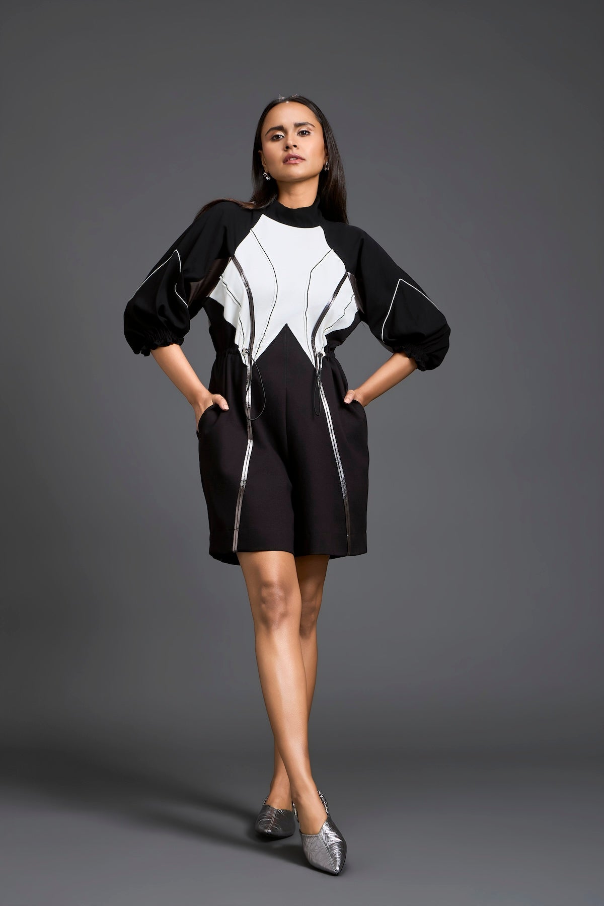 Sculpted Colour-Block Playsuit